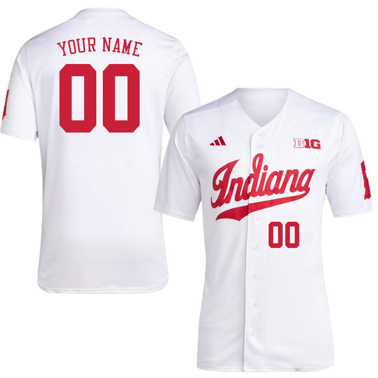Custom Indiana Hoosiers Name And Number College Baseball Jerseys Stitched-White